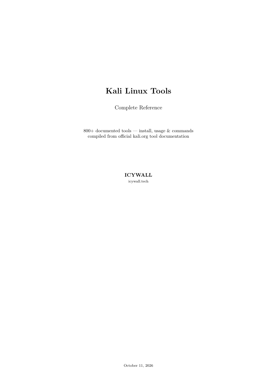 Kali Tools Reference — Cover