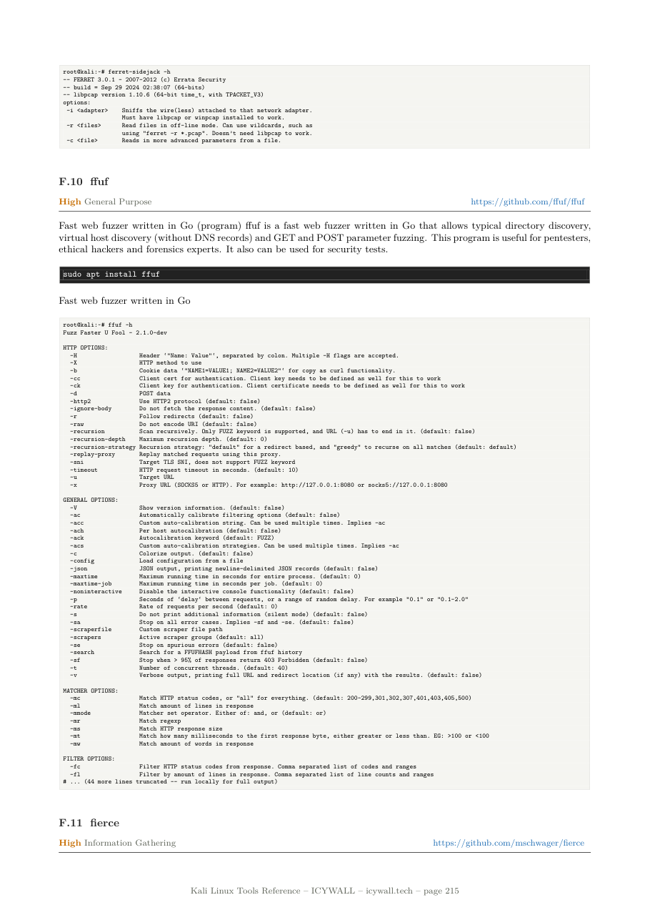 Kali Tools Reference — Inside — ffuf